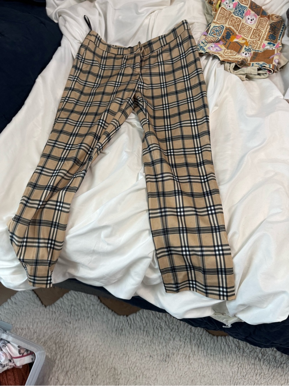 Amanda & Chelsea Tan Plaid Knit Pants for Kids